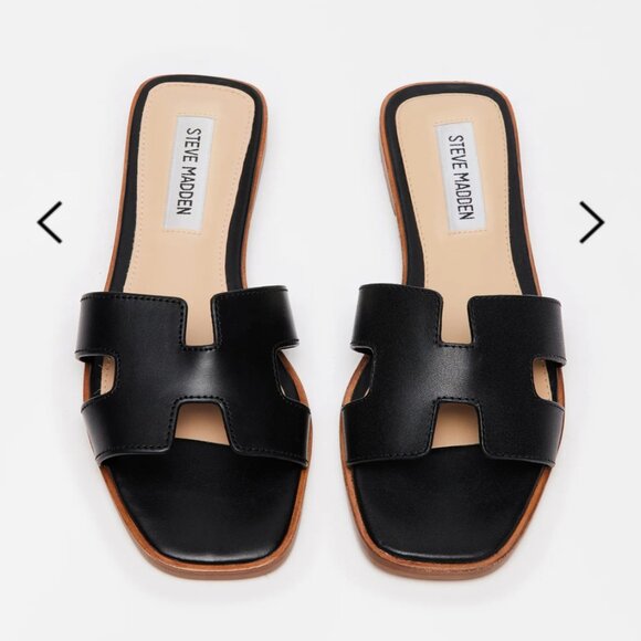 Steven New York Hadyn Black Leather Sandals Size 7 - Picture 1 of 4